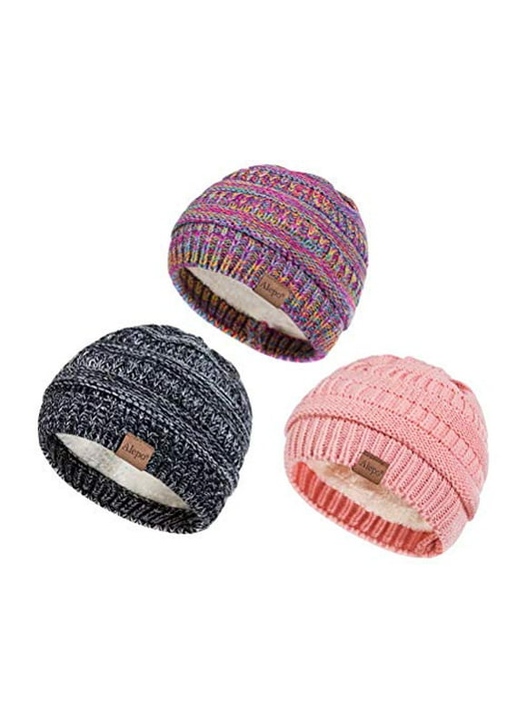 Alepo Fleece Lined Baby Beanie Hat Infant Newborn Toddler Kids Winter Warm Knit Cap for Boys Girls